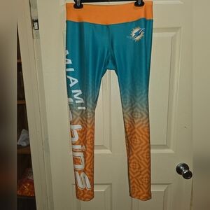 NFL Miami Dolphins Women's Compression Leggings - Teal and Orange
